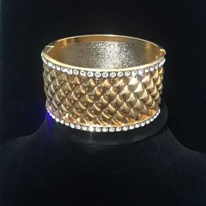Gold color magnetic closure bangle bracelet